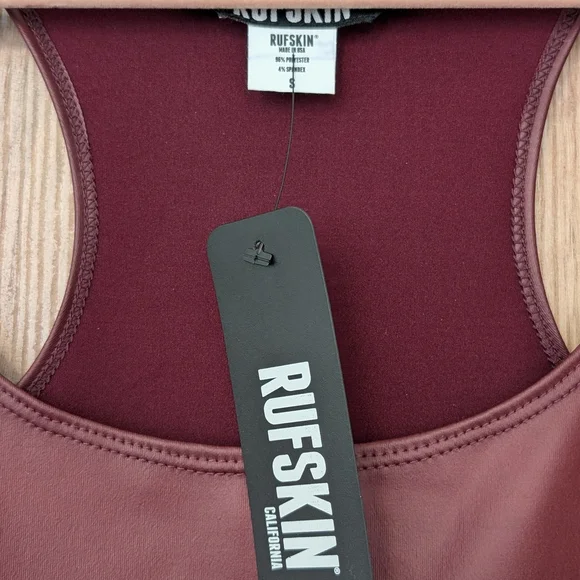 Rufskin Boney Tank Top Blood Red "Leather"  Sleeveless Top - Picture 4 of 8